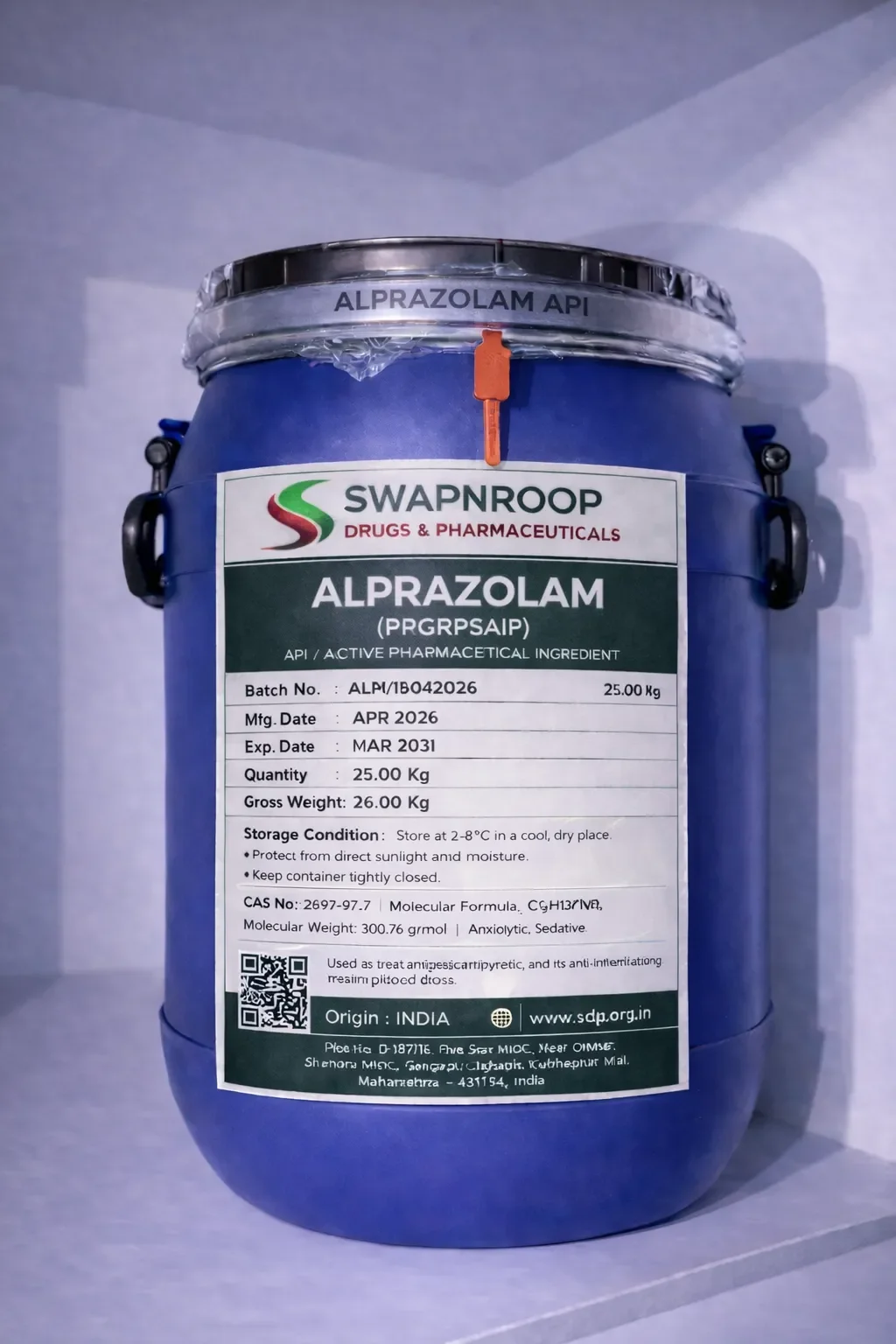 Alprazolam API Manufacturer and Bulk Supplier in Maharashtra, India – Swapnroop Pharma