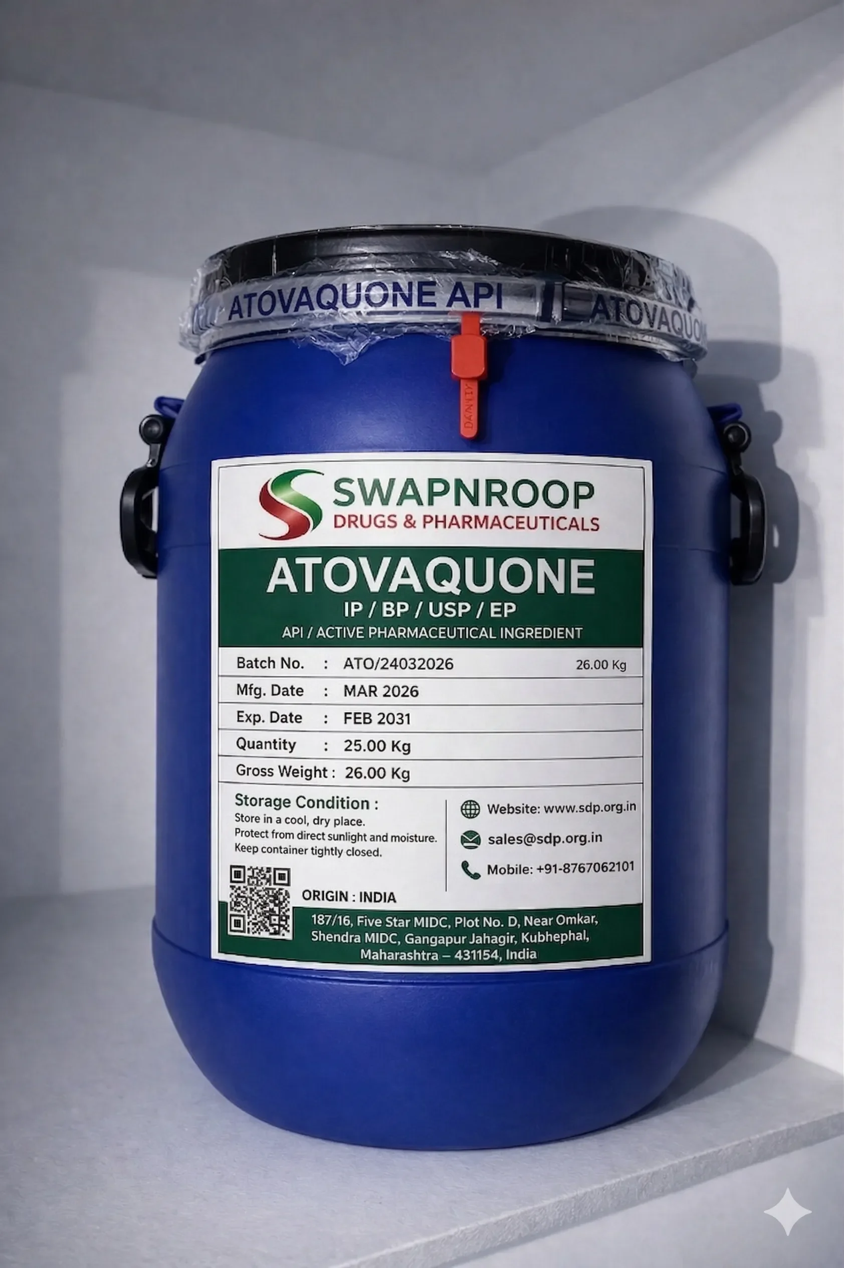 Atovaquone API Manufacturer and Bulk Supplier in Maharashtra, India – Swapnroop Pharma