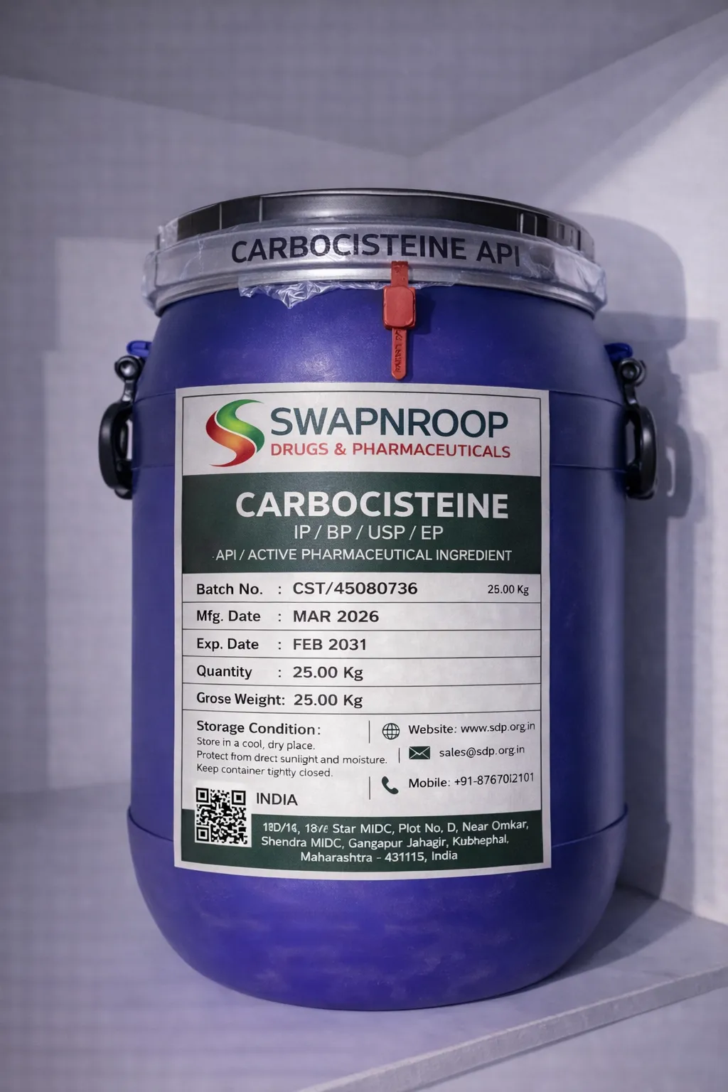 Carbocisteine API (IP/BP/EP/USP)