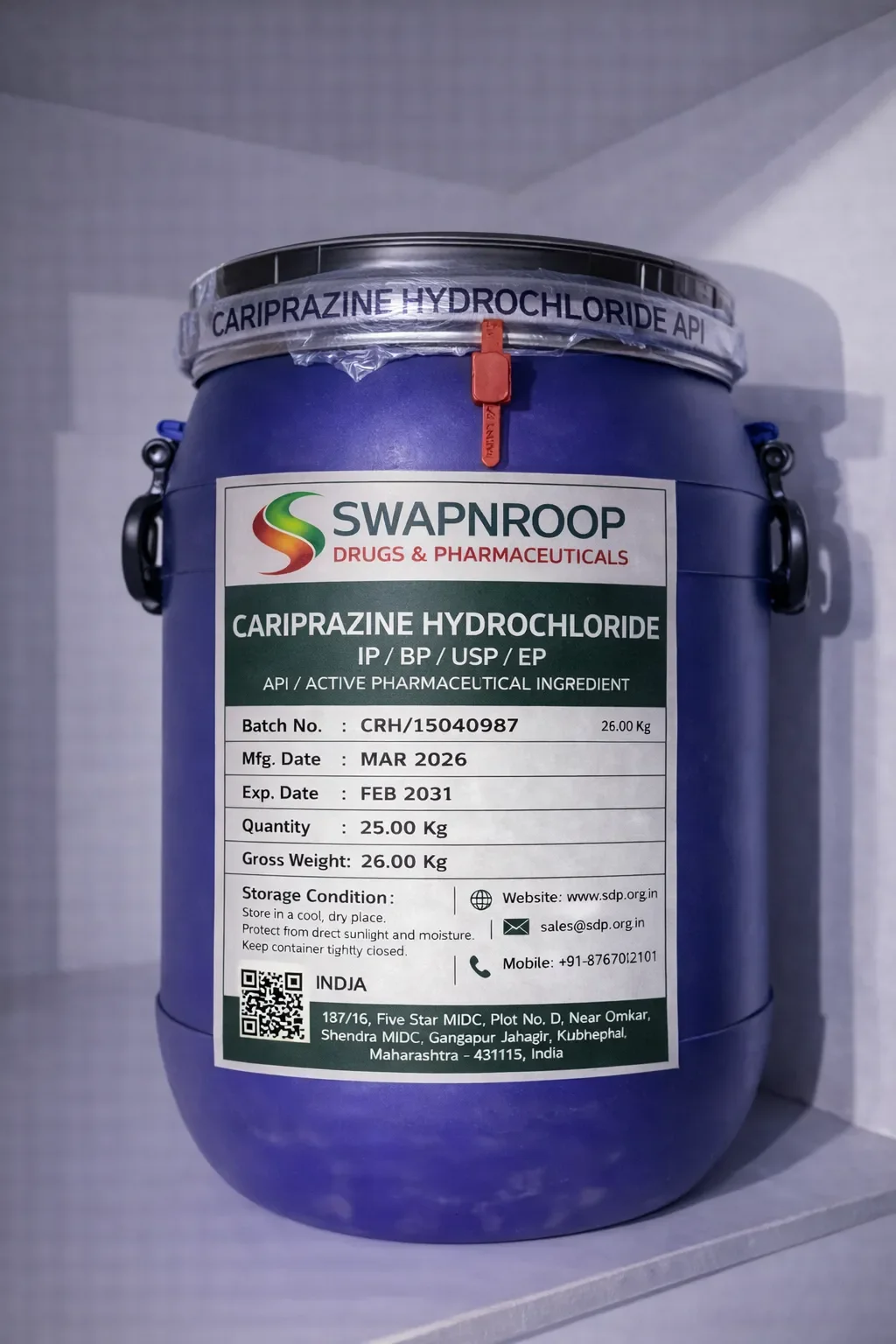 Cariprazine Hydrochloride API (IP/BP/EP/USP)