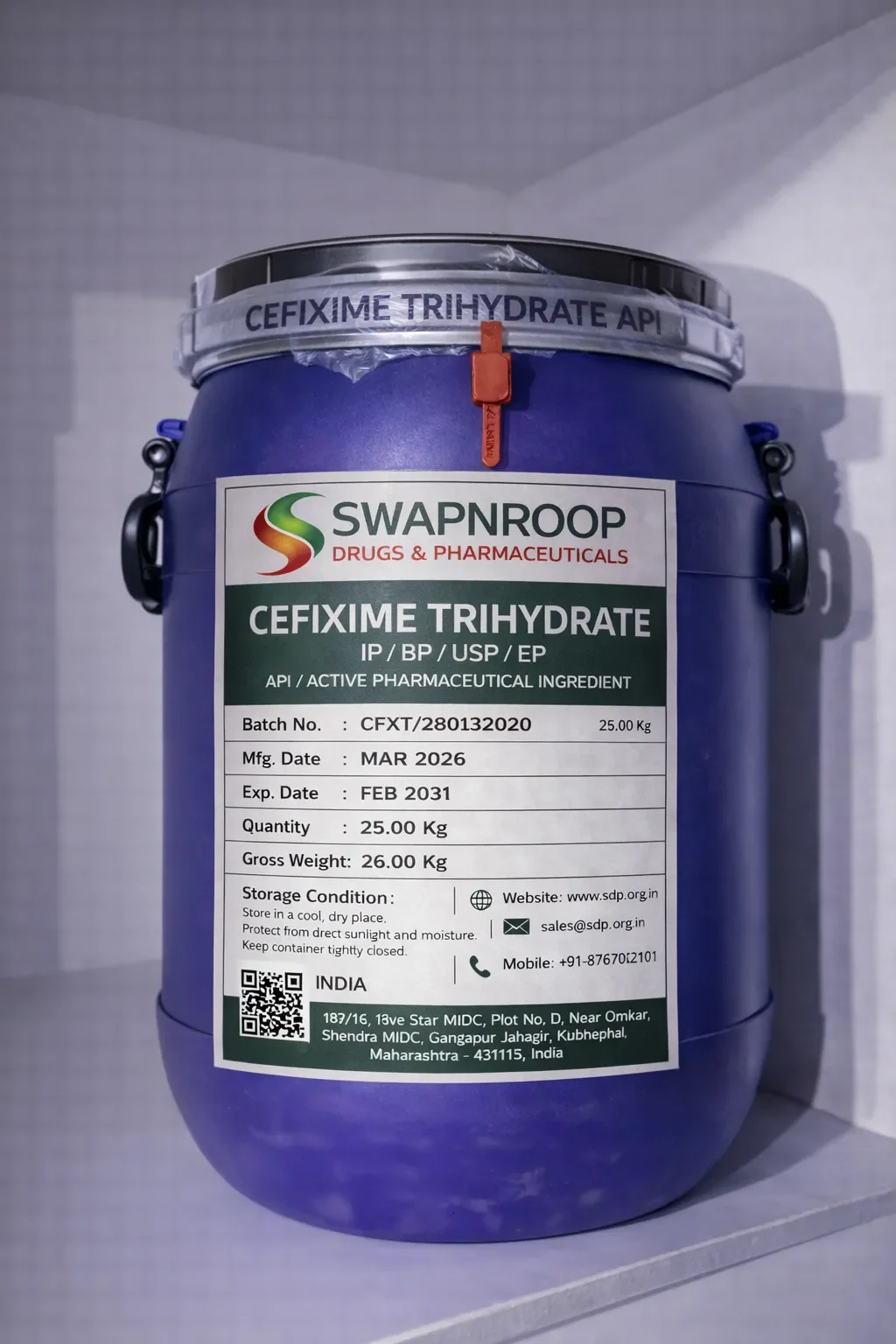 Cefixime Trihydrate API (IP/BP/EP/USP)