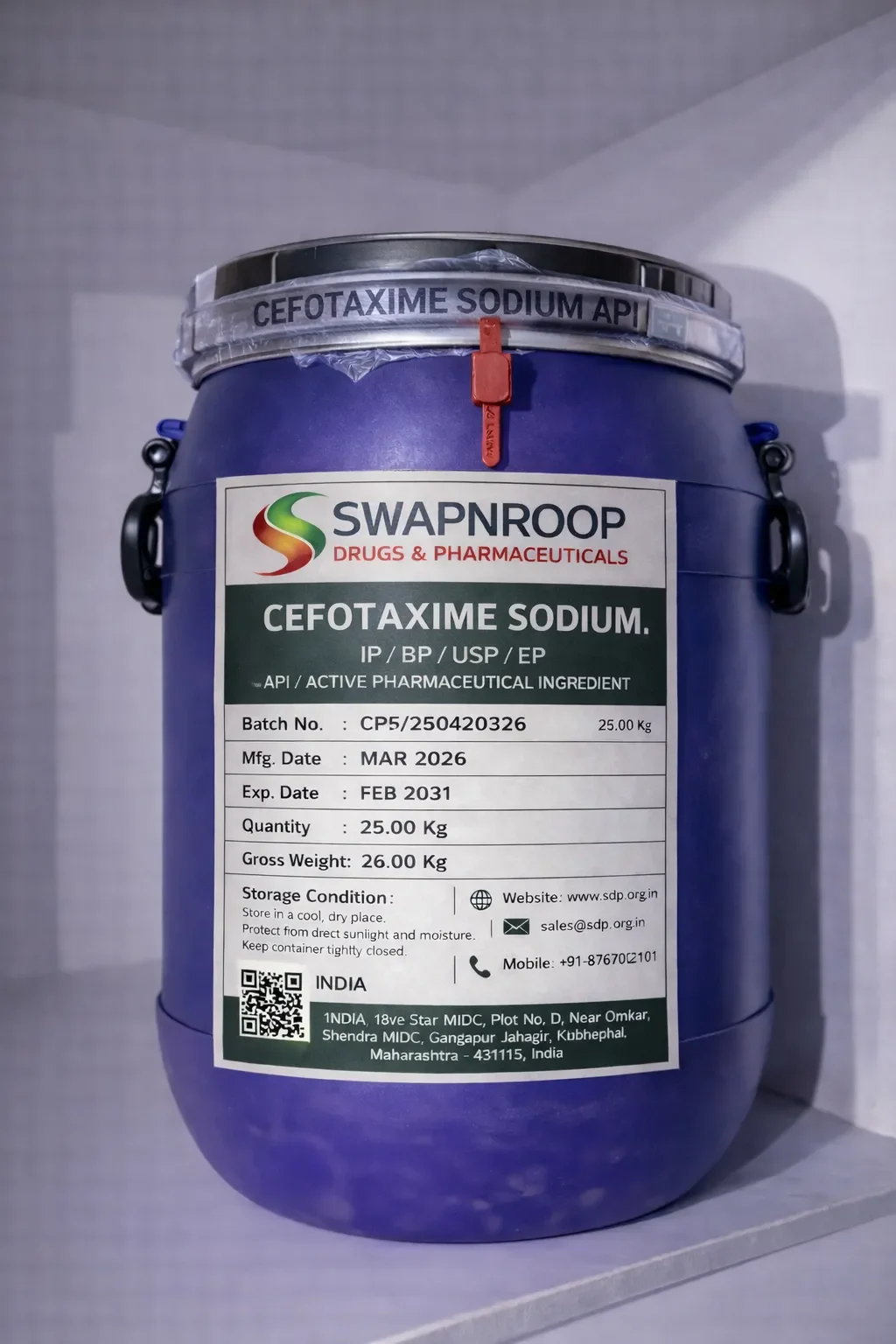 Cefotaxime Sodium API Manufacturer and Bulk Supplier in Maharashtra, India – Swapnroop Pharma
