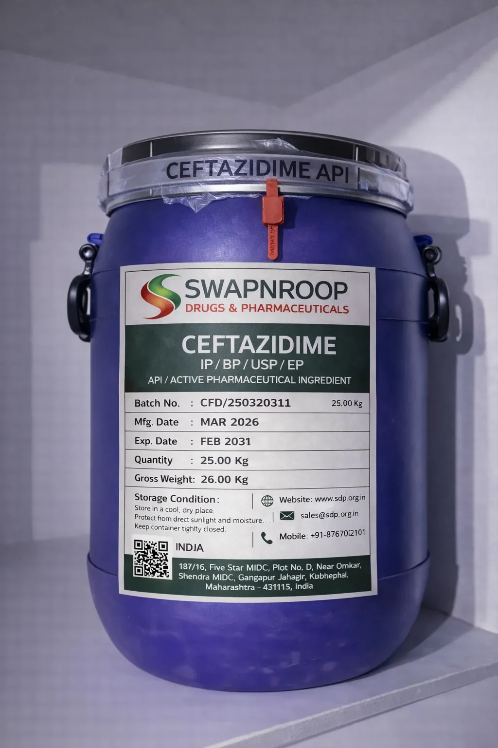 Ceftazidime API (IP/BP/EP/USP)