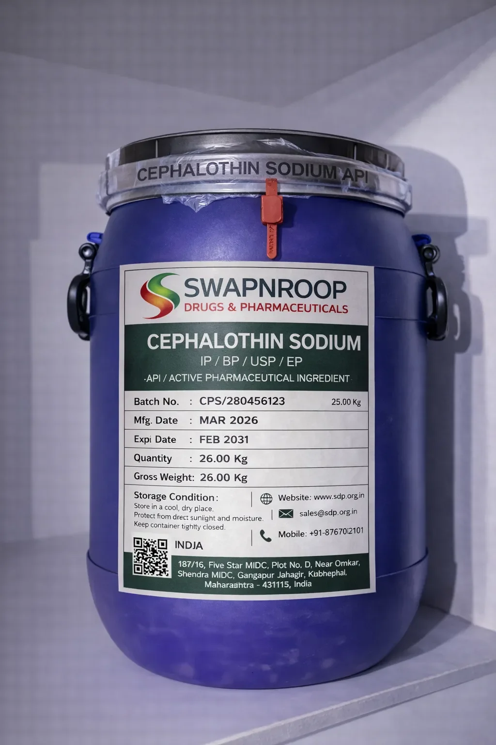 Cephalothin Sodium API (IP/BP/EP/USP)
