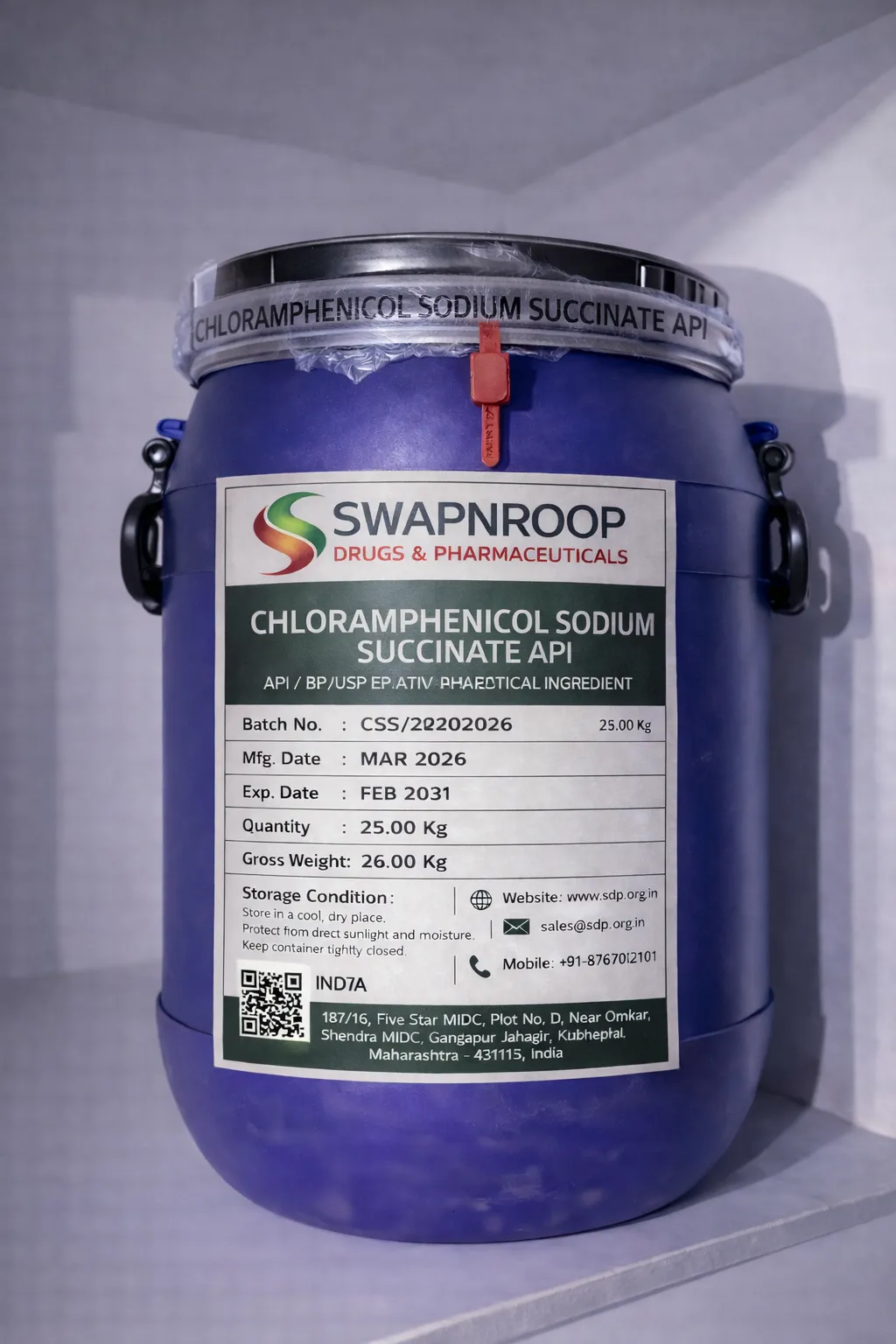 Chloramphenicol Sodium Succinate API (IP/BP/EP/USP)