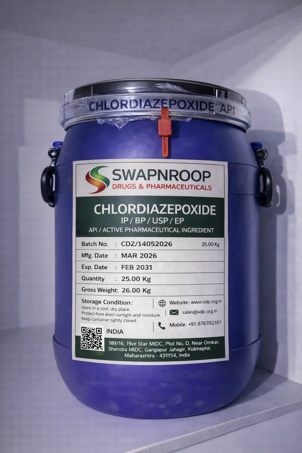 Chlordiazepoxide API (IP/BP/EP/USP)