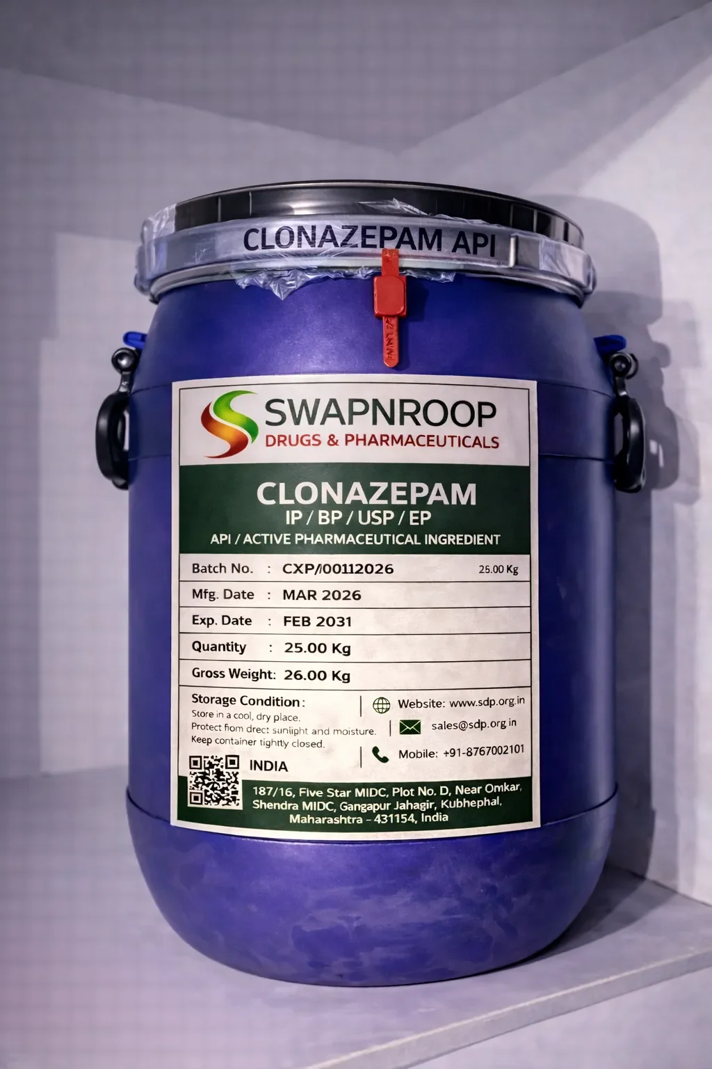 Clonazepam API Manufacturer and Bulk Supplier in Maharashtra, India – Swapnroop Pharma