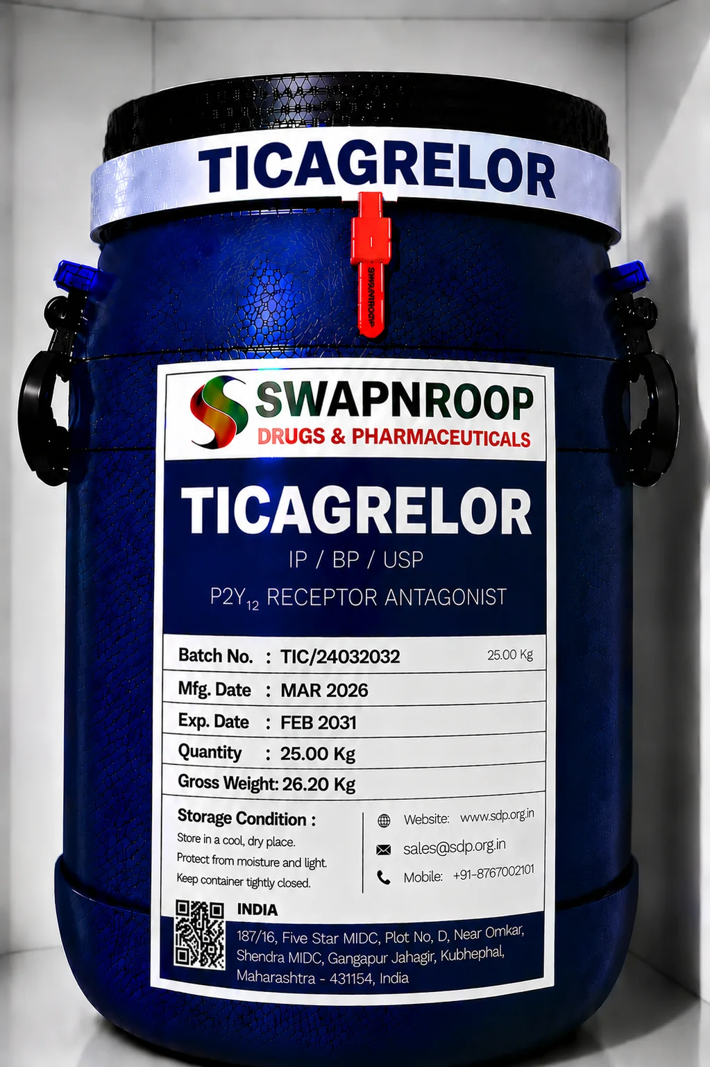 Ticagrelor API Manufacturer and Bulk Supplier in Maharashtra, India – Swapnroop Pharma
