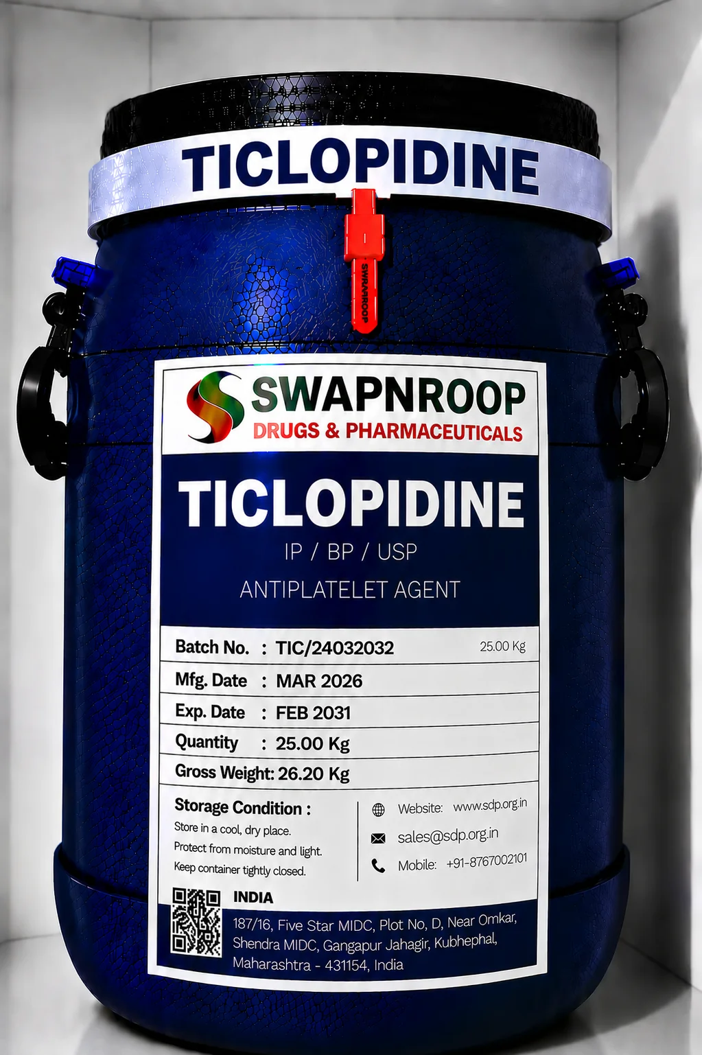 Ticlopidine API Manufacturer and Bulk Supplier in Maharashtra, India – Swapnroop Pharma