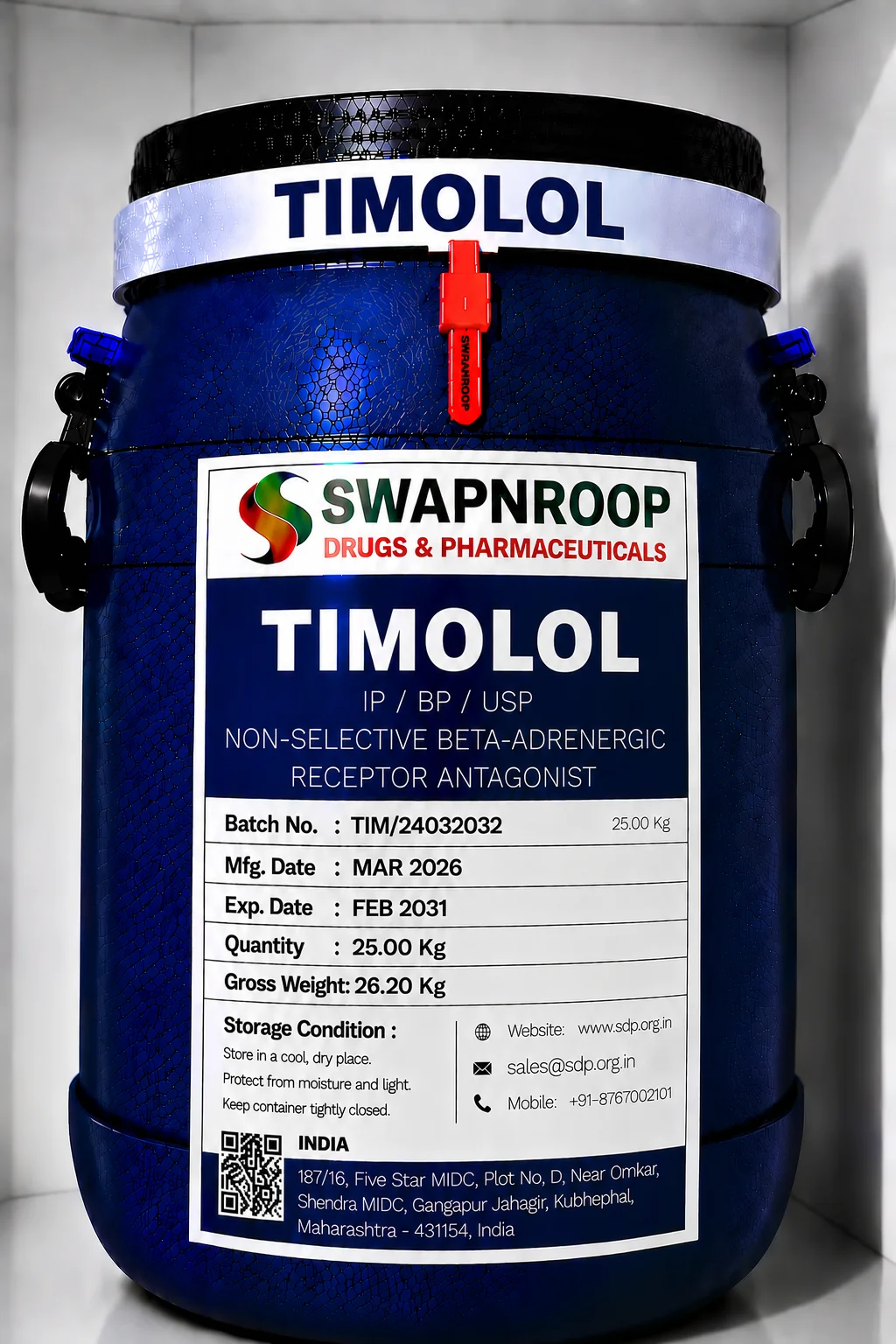 Timolol API Manufacturer and Bulk Supplier in Maharashtra, India – Swapnroop Pharma
