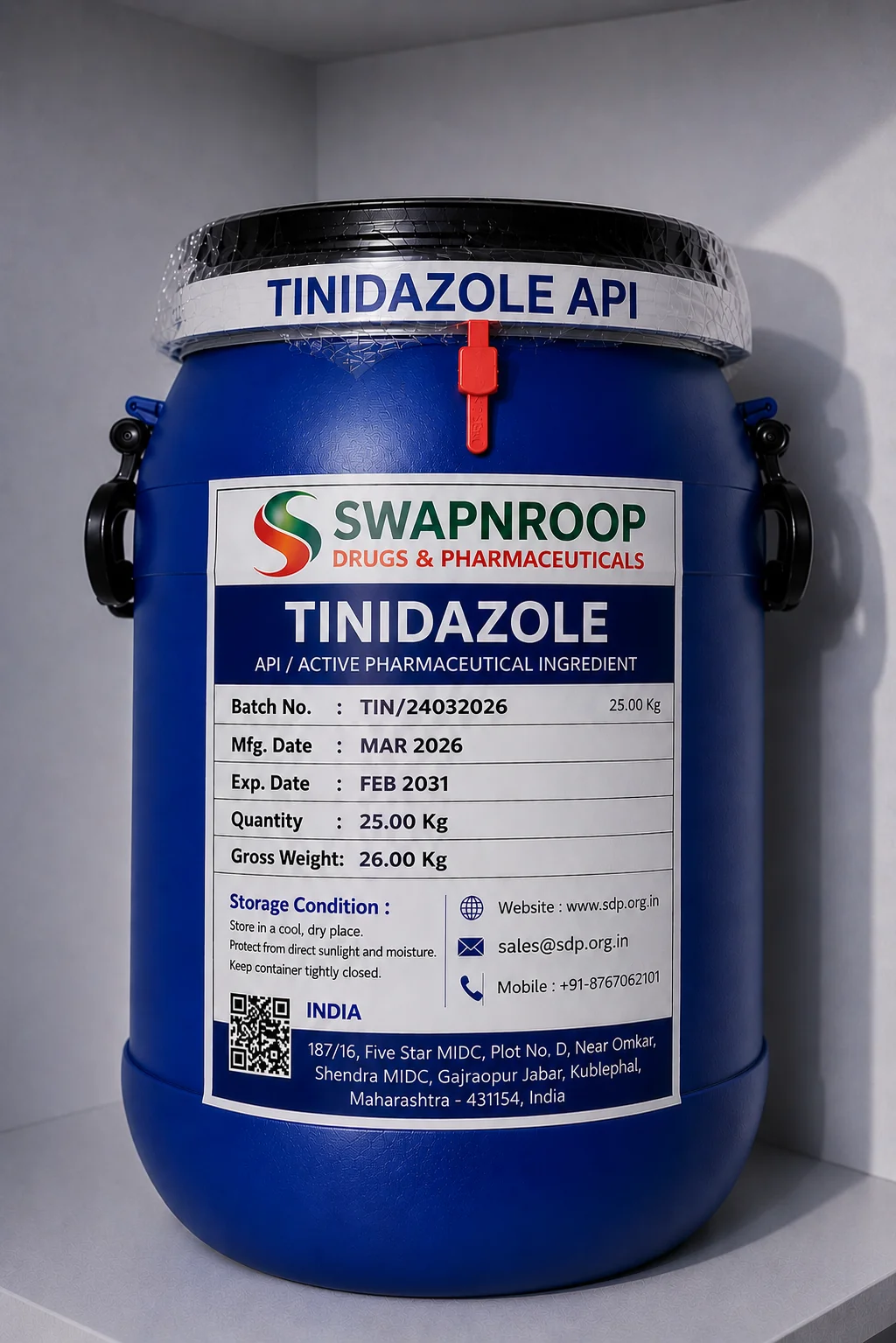 Tinidazole API Manufacturer and Bulk Supplier in Maharashtra, India – Swapnroop Pharma