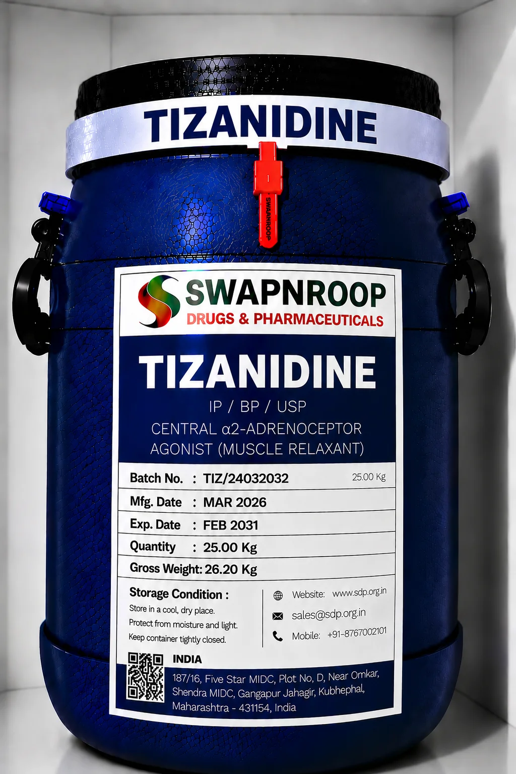 Tizanidine API Manufacturer and Bulk Supplier in Maharashtra, India – Swapnroop Pharma