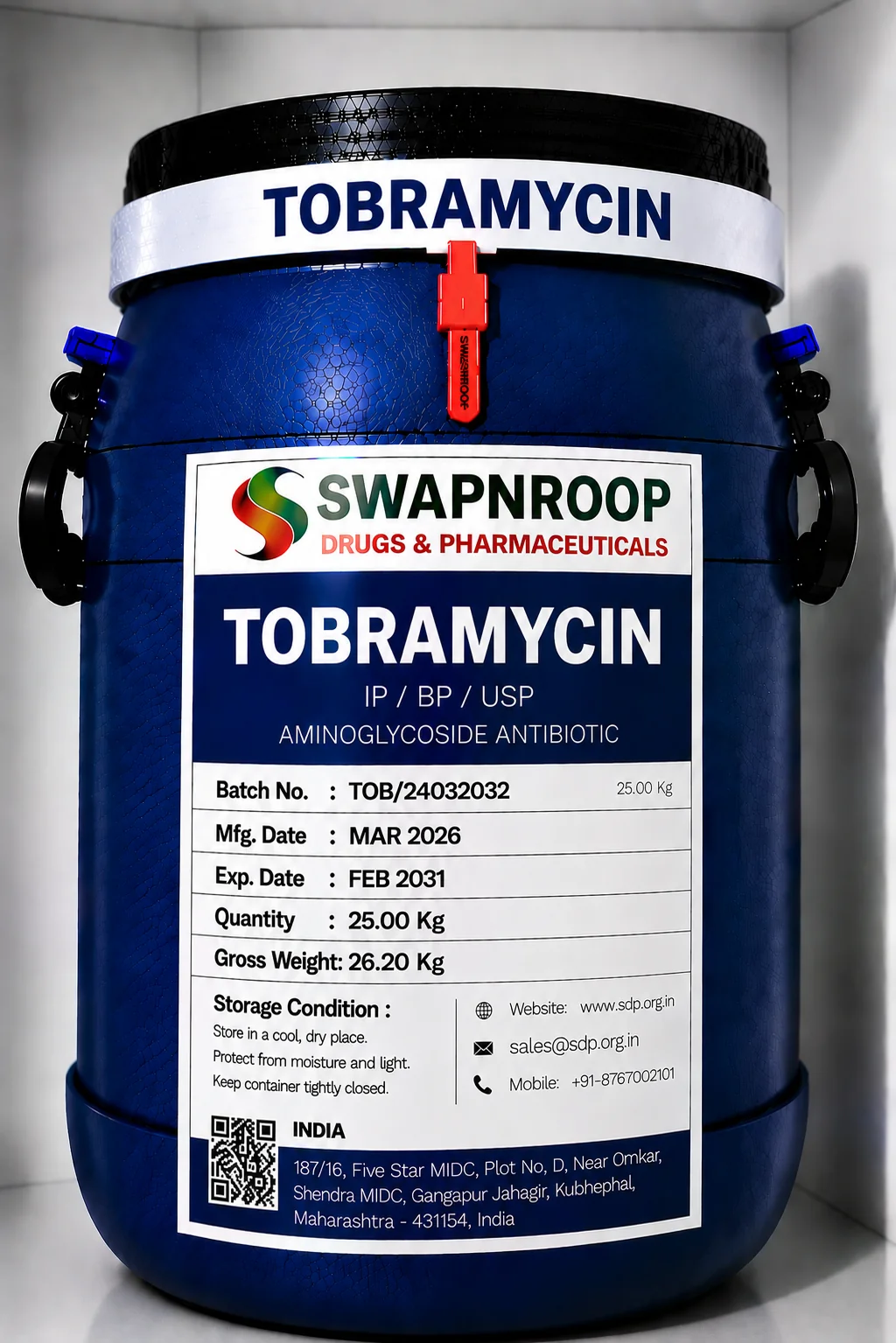 Tobramycin API Manufacturer and Bulk Supplier in Maharashtra, India – Swapnroop Pharma