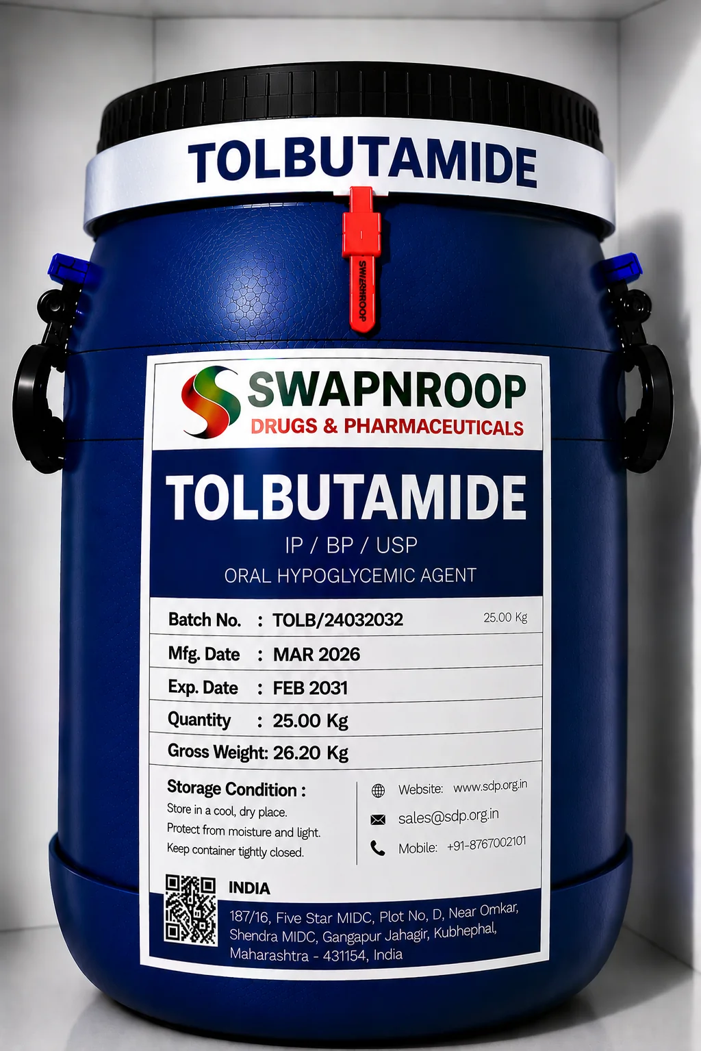 Tolbutamide API Manufacturer and Bulk Supplier in Maharashtra, India – Swapnroop Pharma