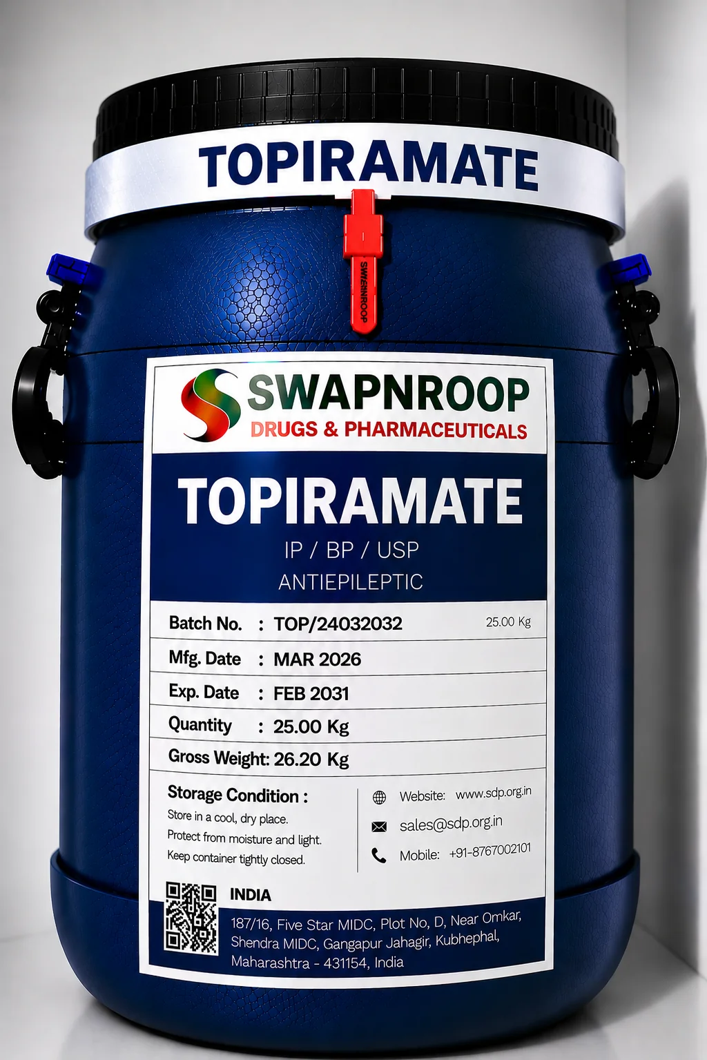 Topiramate API Manufacturer and Bulk Supplier in Maharashtra, India – Swapnroop Pharma