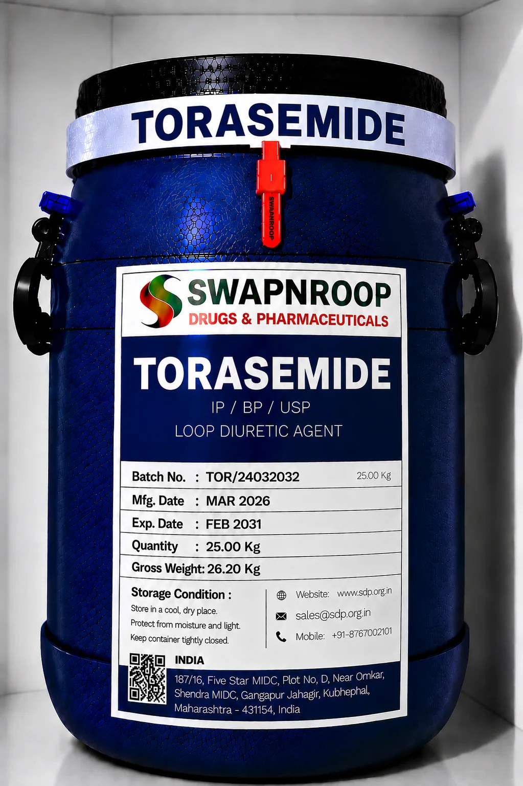 Torasemide API Manufacturer and Bulk Supplier in Maharashtra, India – Swapnroop Pharma