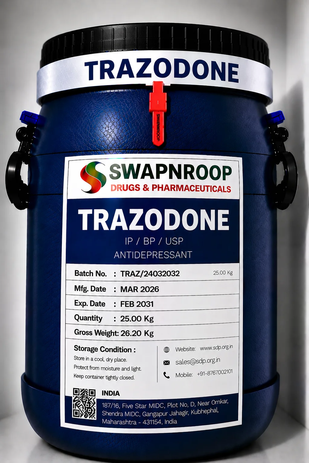 Trazodone API Manufacturer and Bulk Supplier in Maharashtra, India – Swapnroop Pharma