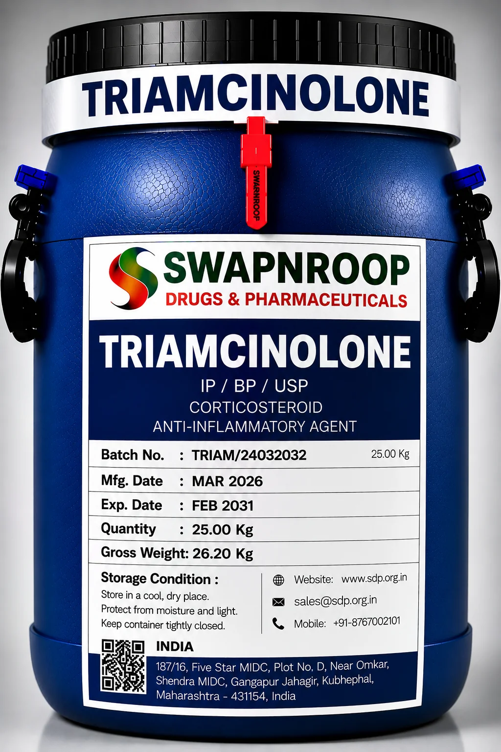 Triamcinolone API Manufacturer and Bulk Supplier in Maharashtra, India – Swapnroop Pharma
