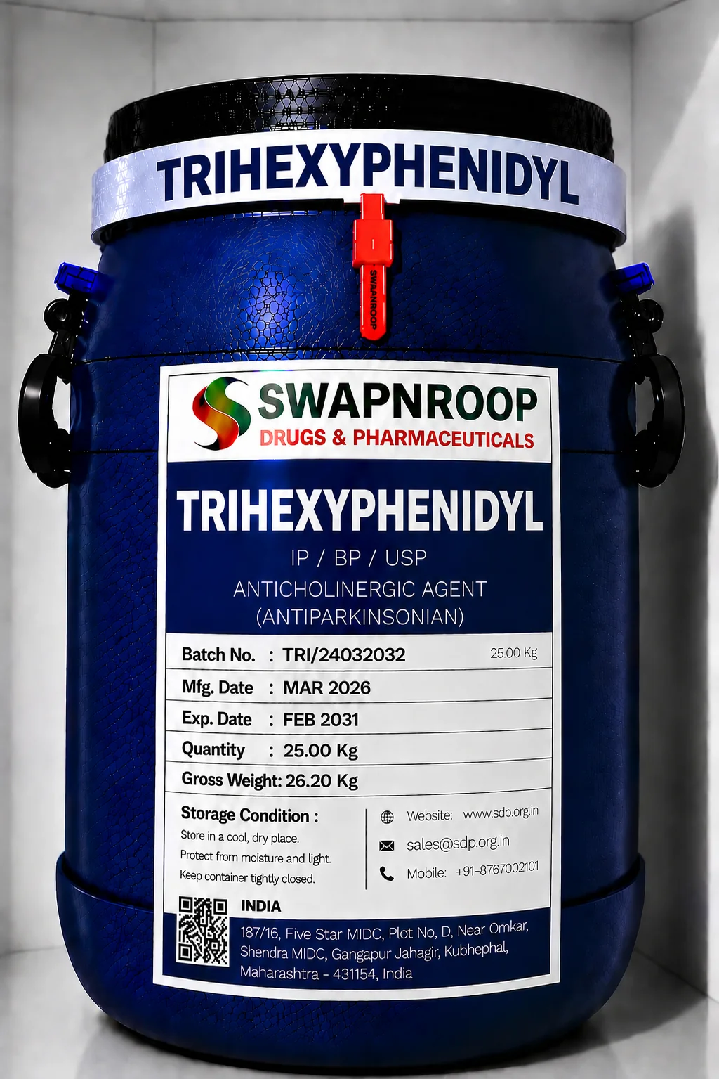 Trihexyphenidyl API Manufacturer and Bulk Supplier in Maharashtra, India – Swapnroop Pharma