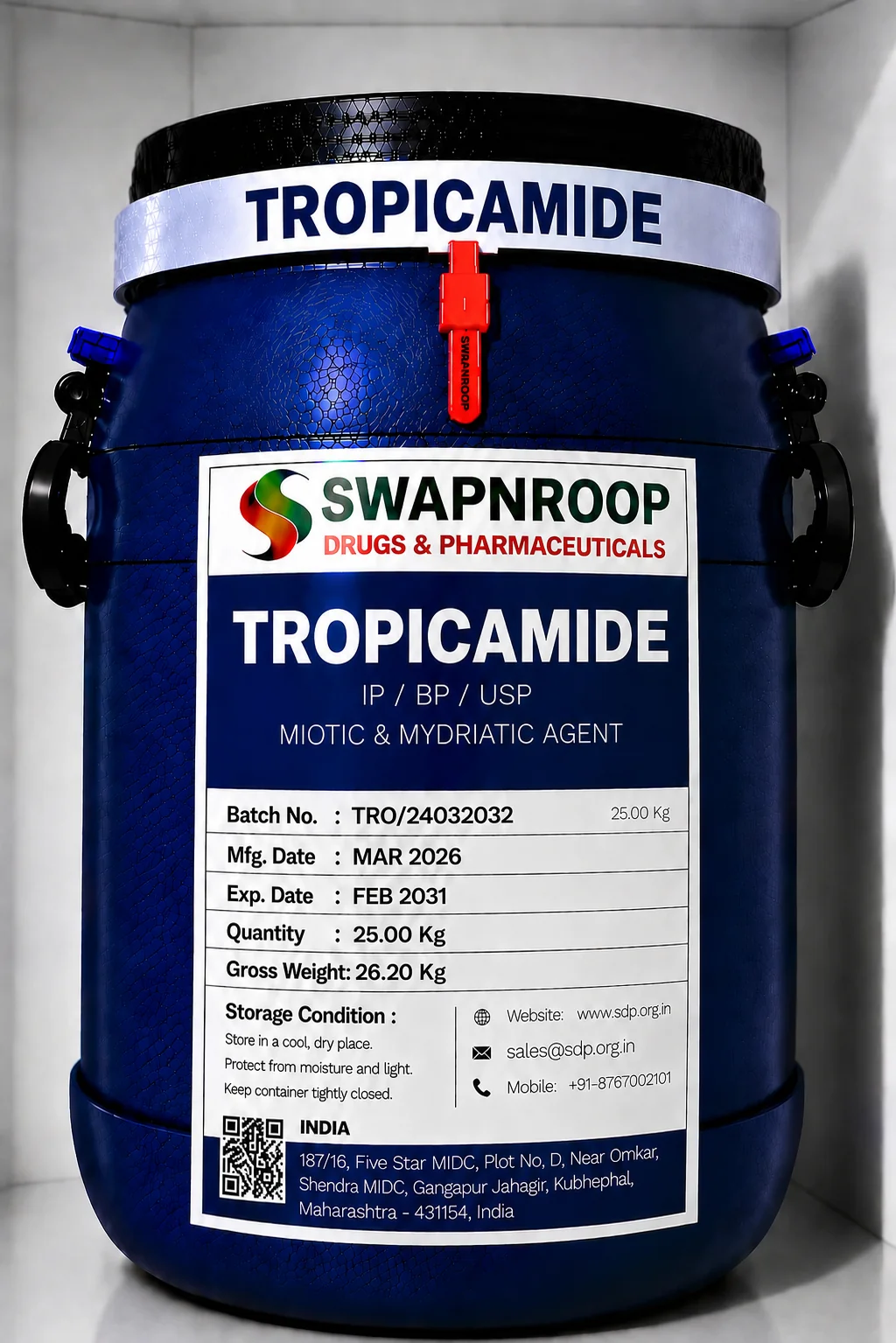 Tropicamide API Manufacturer and Bulk Supplier in Maharashtra, India – Swapnroop Pharma