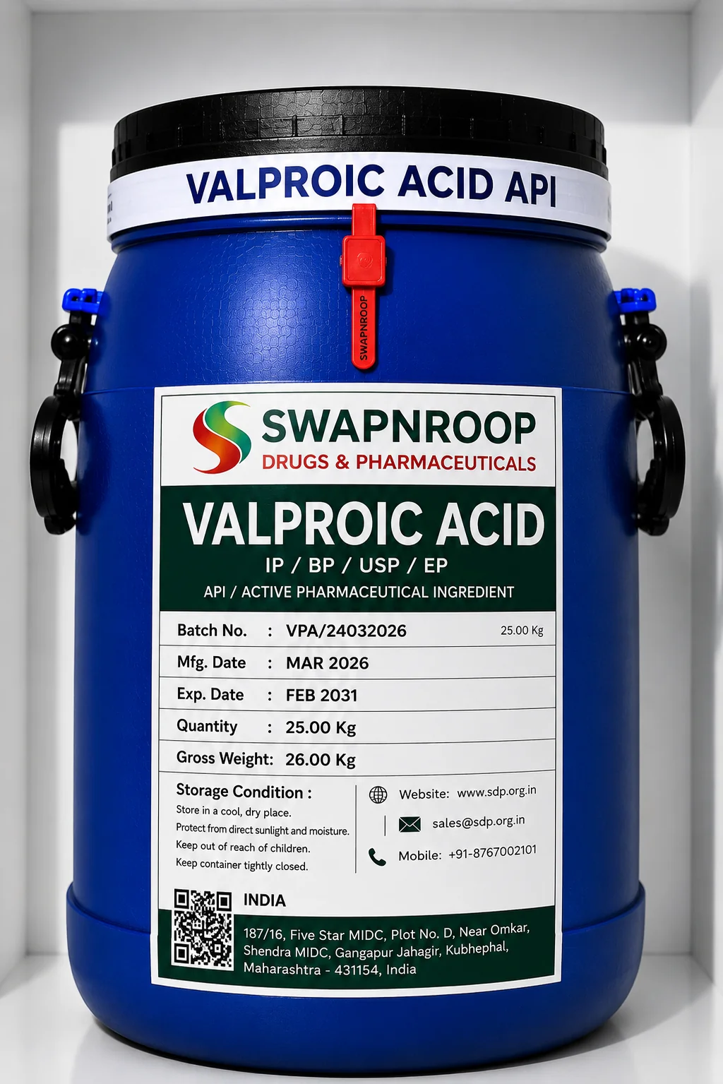 Valproic acid API Manufacturer and Bulk Supplier in Maharashtra, India – Swapnroop Pharma