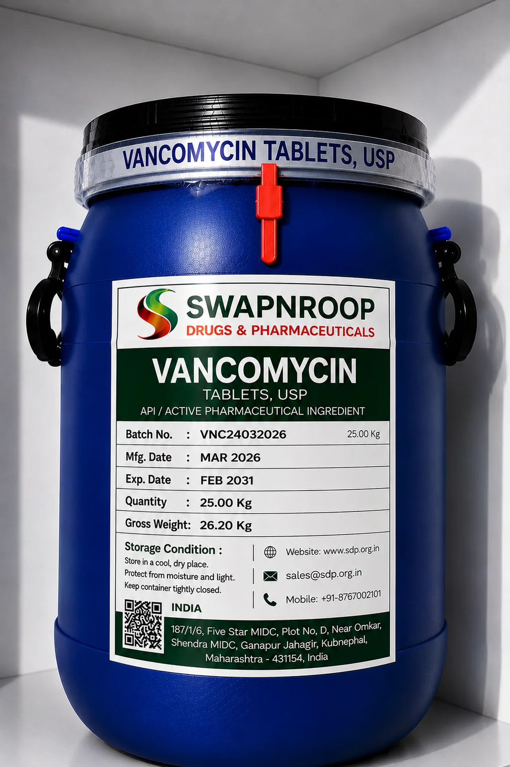 Vancomycin API Manufacturer and Bulk Supplier in Maharashtra, India – Swapnroop Pharma