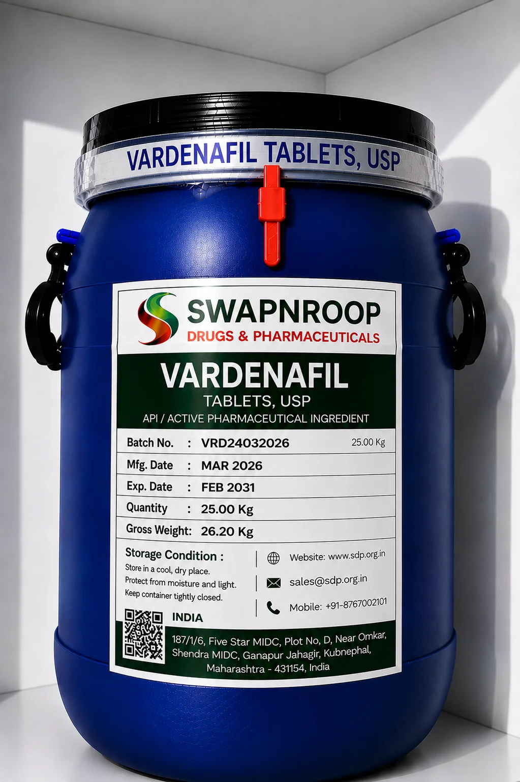 Vardenafil API Manufacturer and Bulk Supplier in Maharashtra, India – Swapnroop Pharma