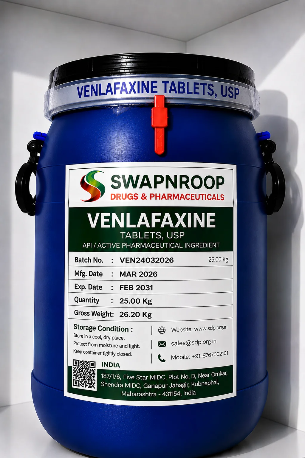 Venlafaxine API Manufacturer and Bulk Supplier in Maharashtra, India – Swapnroop Pharma