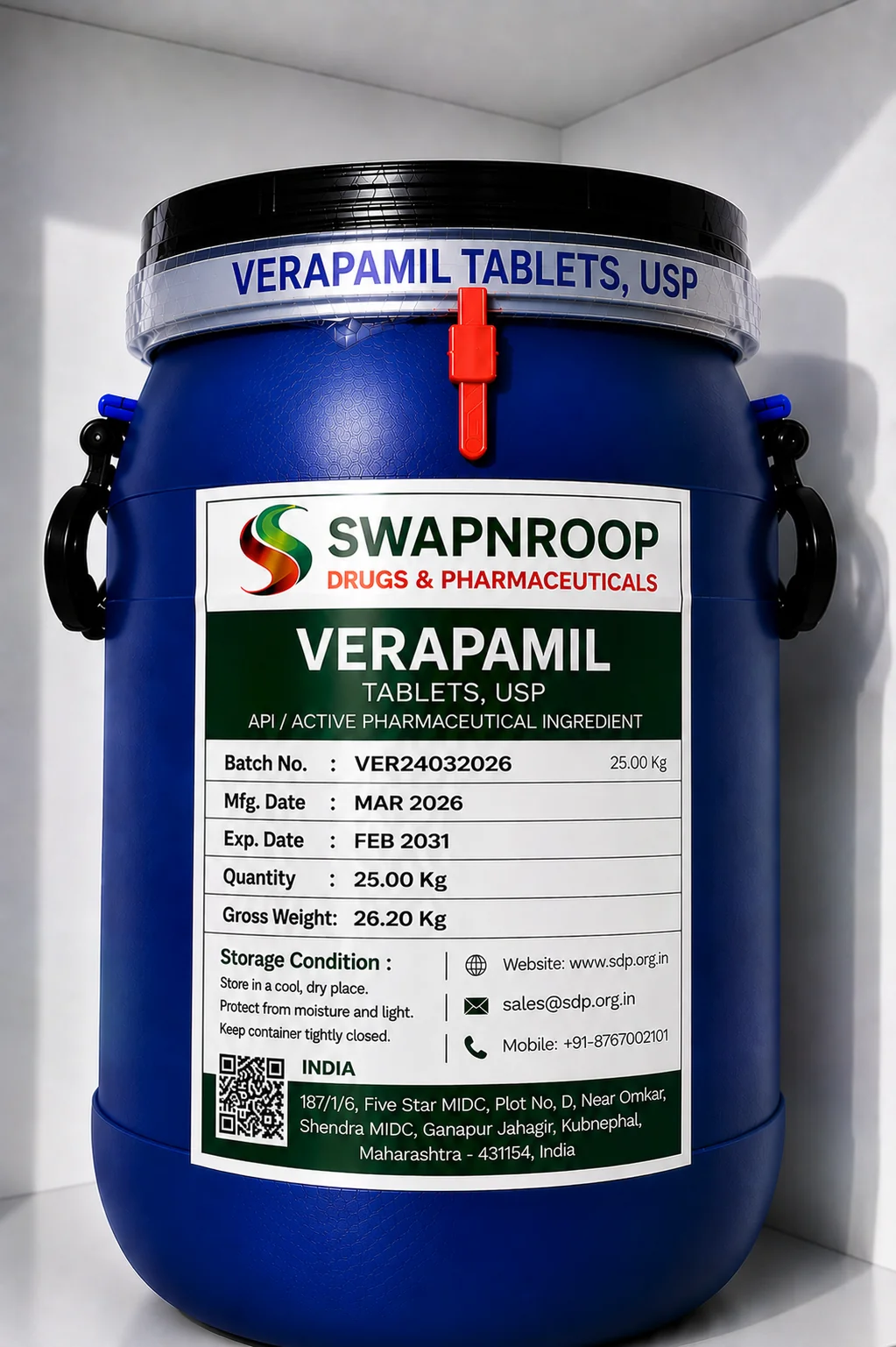 Verapamil API Manufacturer and Bulk Supplier in Maharashtra, India – Swapnroop Pharma