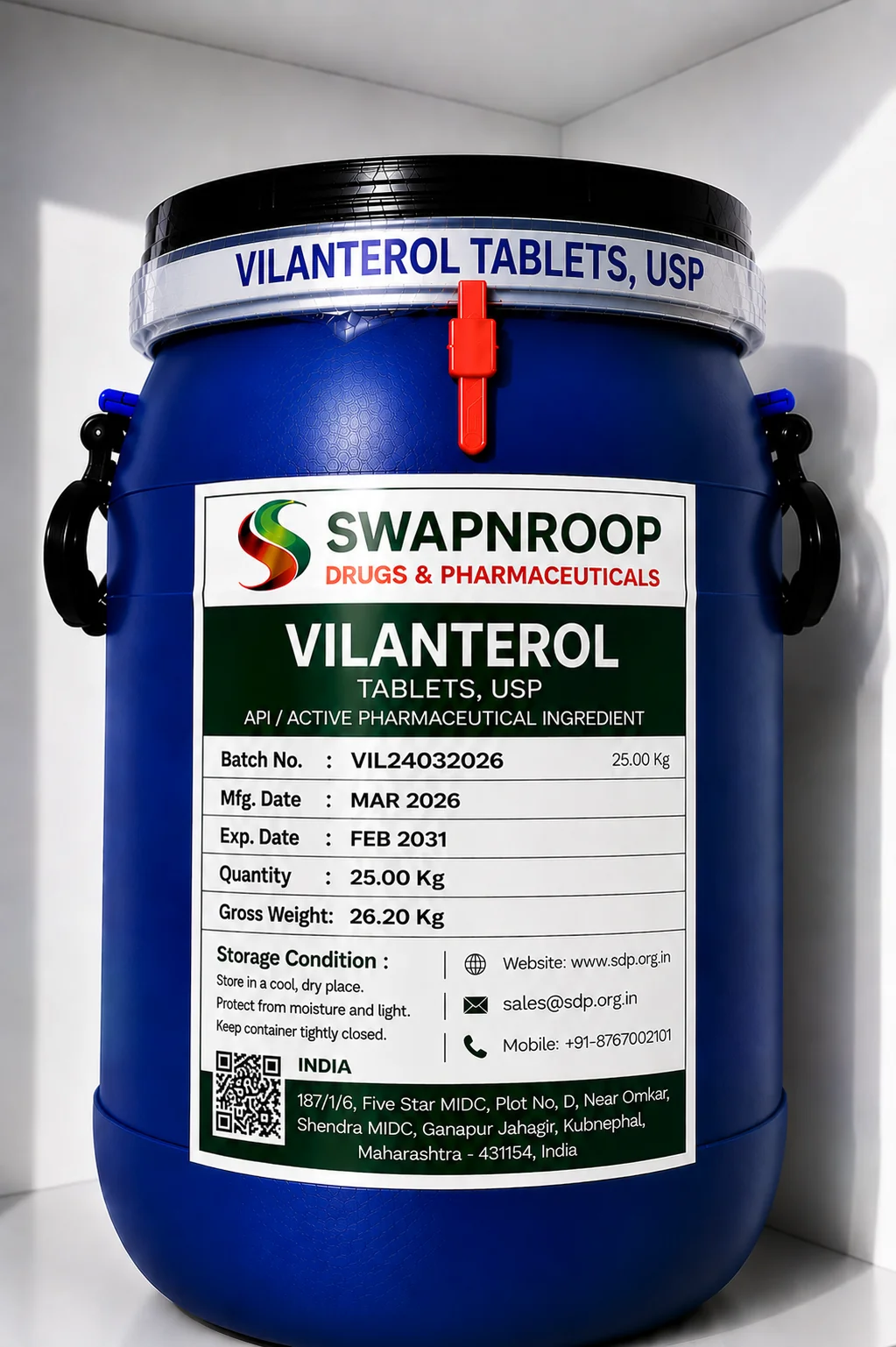 Vilanterol API Manufacturer and Bulk Supplier in Maharashtra, India – Swapnroop Pharma