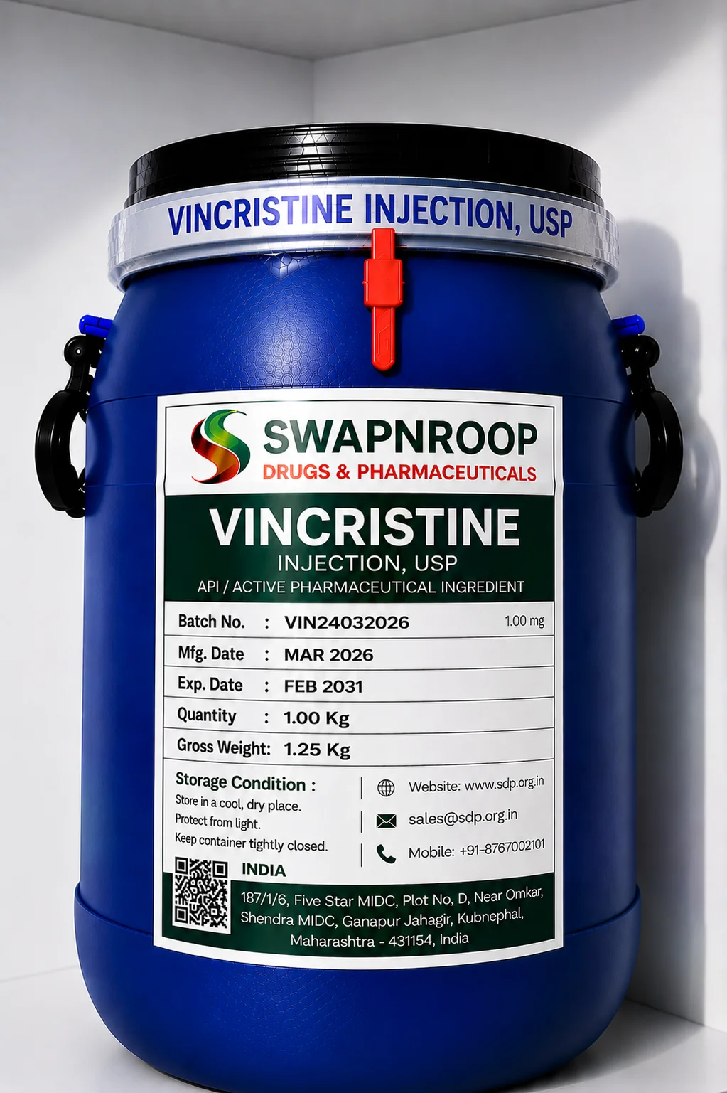 Vincristine API Manufacturer and Bulk Supplier in Maharashtra, India – Swapnroop Pharma