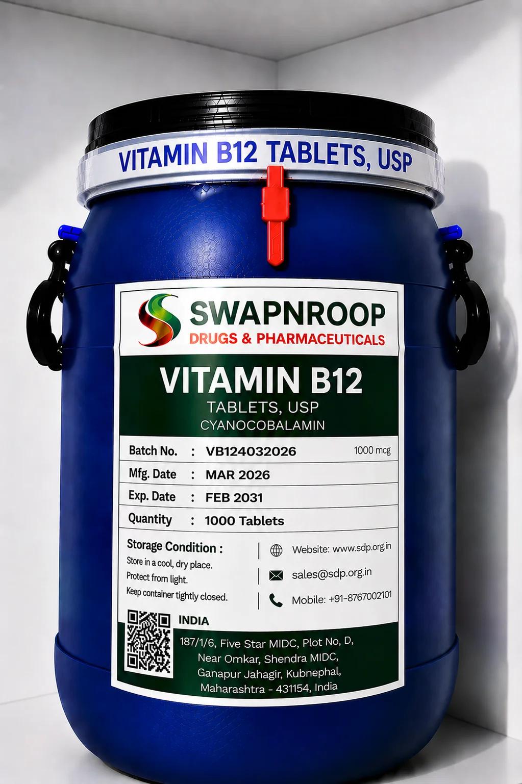 Vitamin B12 API Manufacturer and Bulk Supplier in Maharashtra, India – Swapnroop Pharma